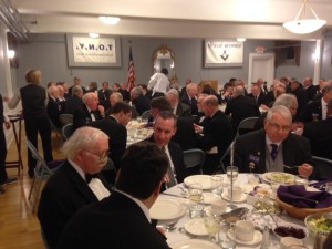 Celestial Lodge Brothers enjoying the dinner at Thomas A. Rorrie's reception as the Senior Grand Warden. 